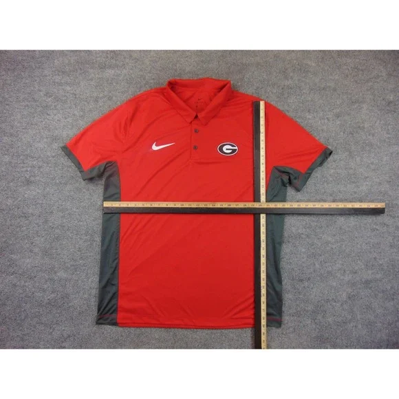 Georgia Bulldogs Polo Mens XL Nike Dri-Fit Red Solid Short Sleeve Sporty Golf - Picture 4 of 9